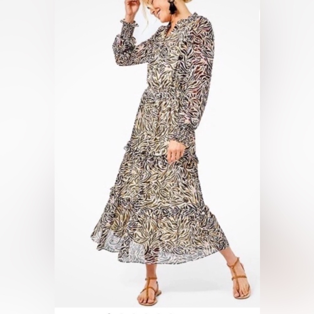 Lilly Pulitzer Black and Cream Long Sleeve Dress